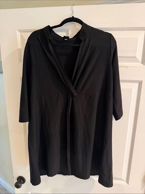 Eileen Fisher Black V-Neck Tunic with Twist-front Detail